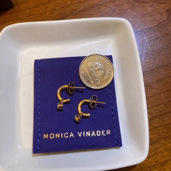 Monica Vinader 18k rose gold vermeil and diamond earrings - Picture 3 of 4
